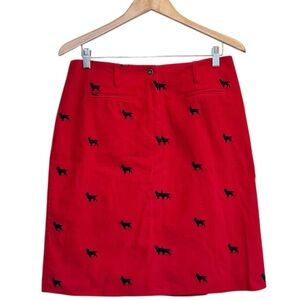 J. MCLAUGHLIN Size 12 Skirt Red Corduroy Black Dog